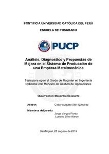 tesis de una empresa metalmecánica|Análisis, Diagnostico y Propuestas de Mejora en el Sistema .